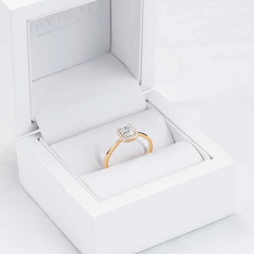 Pierścionek zaręczynowy SAVICKI: żółte złoto, diamenty